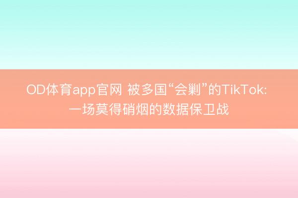 OD体育app官网 被多国“会剿”的TikTok: 一场莫得硝烟的数据保卫战